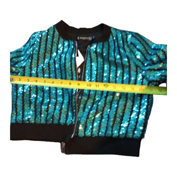 Allegra K Women's Size Small Green Sequin Zipper Up Jacket -NWT - Picture 3 of 7